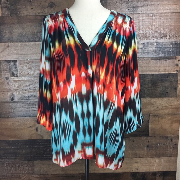 a.n.a Abstract Tunic Blouse Medium - Picture 1 of 14